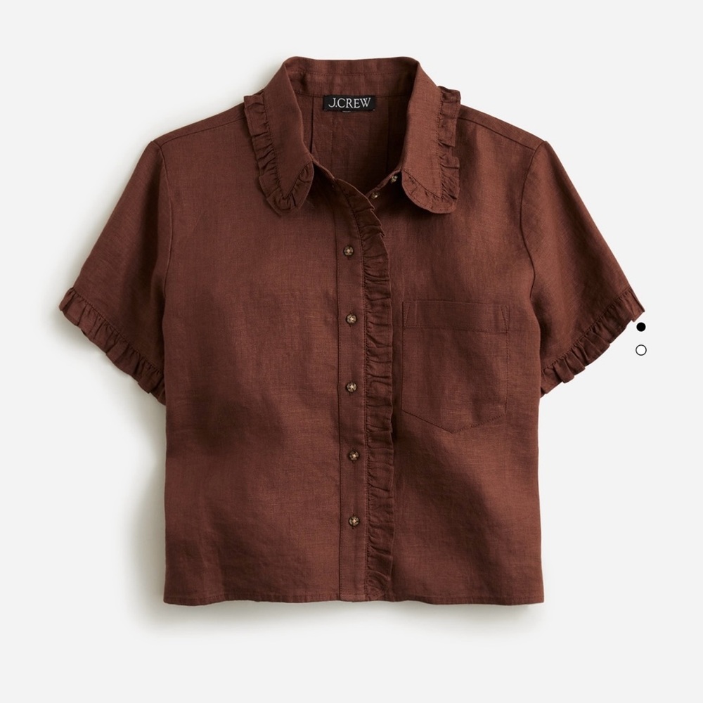Ruffle-trim button-up shirt